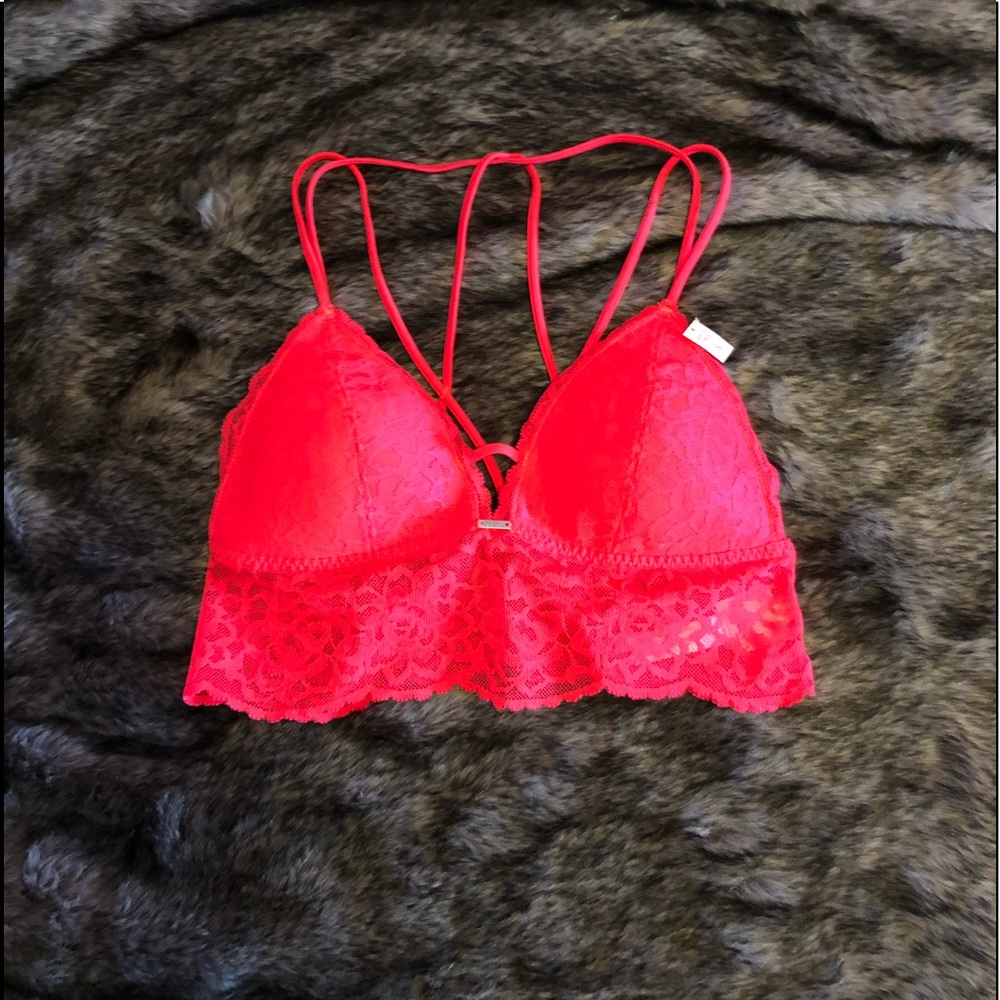 VS PINK Strappy Lace Triangle Bralette-Small